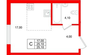 Квартира в ЖК Клюква.Парк, студия, 25.1 м², 2 этаж