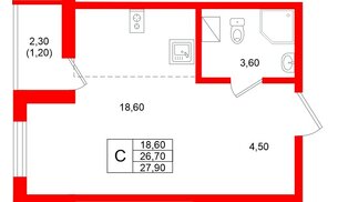 Квартира в ЖК Клюква.Парк, студия, 27.9 м², 10 этаж