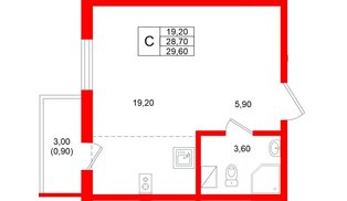Квартира в ЖК Клюква.Парк, студия, 29.6 м², 10 этаж