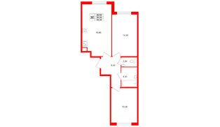 Квартира в ЖК Клюква.Парк, 2 комнатная, 59 м², 2 этаж