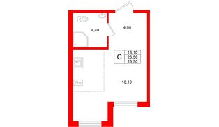 Квартира в ЖК Клюква.Парк, студия, 26.5 м², 2 этаж