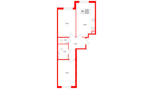 Квартира в ЖК Клюква.Парк, 2 комнатная, 66.3 м², 2 этаж