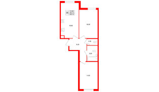 Квартира в ЖК Клюква.Парк, 2 комнатная, 65.1 м², 2 этаж