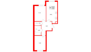 Квартира в ЖК Клюква.Парк, 2 комнатная, 61.5 м², 2 этаж