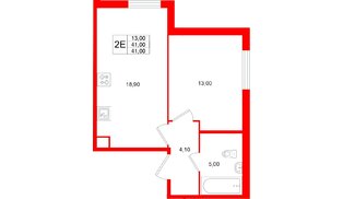 Квартира в ЖК Клюква.Парк, 1 комнатная, 41 м², 2 этаж