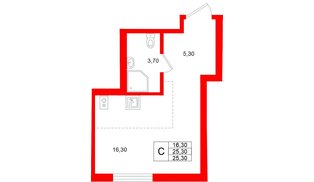 Квартира в ЖК Клюква.Парк, студия, 25.3 м², 2 этаж