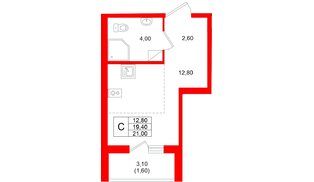 Квартира в ЖК Клюква.Парк, студия, 21 м², 6 этаж