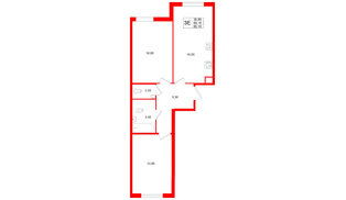 Квартира в ЖК Клюква.Парк, 2 комнатная, 65.1 м², 2 этаж