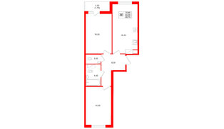 Квартира в ЖК Клюква.Парк, 2 комнатная, 65.7 м², 6 этаж