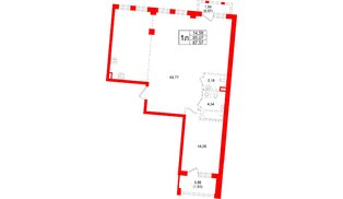 Квартира в ЖК «Кронфорт», 1 комнатная, 87.57 м², 2 этаж