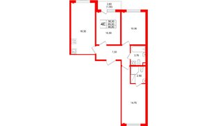 Квартира в ЖК «Ручьи–2», 3 комнатная, 66.8 м², 13 этаж