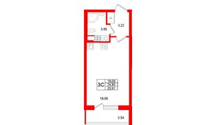 Квартира в ЖК «Универ Сити», студия, 24.85 м², 4 этаж