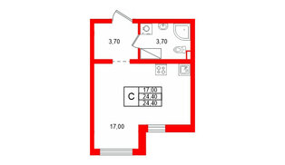 Квартира в ЖК 'Цветной город', студия, 24.4 м², 5 этаж