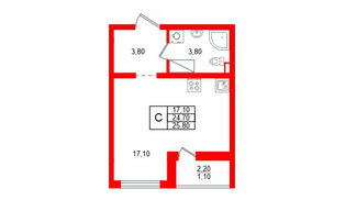 Квартира в ЖК 'Цветной город', студия, 25.8 м², 7 этаж