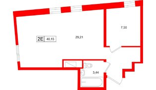 Апартаменты в ЖК «Нигилист», 1 комнатные, 40.15 м², 4 этаж