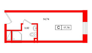 Апартаменты в ЖК Нигилист, студия, 17.76 м², 9 этаж