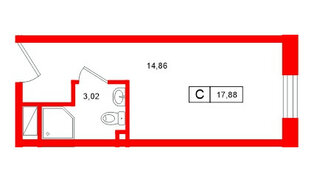 Апартаменты в ЖК Нигилист, студия, 17.88 м², 10 этаж
