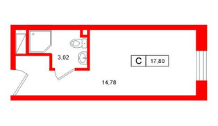 Апартаменты в ЖК Нигилист, студия, 17.8 м², 8 этаж