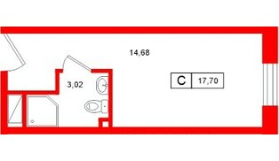 Апартаменты в ЖК Нигилист, студия, 17.7 м², 10 этаж