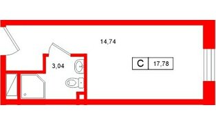 Апартаменты в ЖК «Нигилист», студия, 17.78 м², 8 этаж