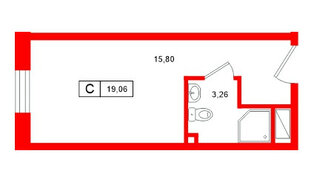 Апартаменты в ЖК Нигилист, студия, 19.06 м², 10 этаж