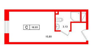 Апартаменты в ЖК Нигилист, студия, 18.93 м², 6 этаж
