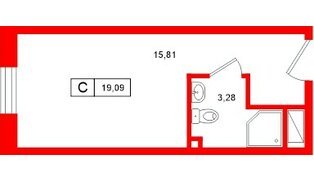 Апартаменты в ЖК Нигилист, студия, 19.09 м², 7 этаж