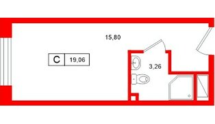 Апартаменты в ЖК «Нигилист», студия, 19.06 м², 10 этаж