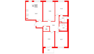 Квартира в ЖК Югтаун, 4 комнатная, 103.2 м², 4 этаж
