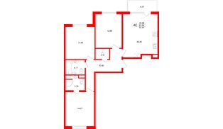 Квартира в ЖК Югтаун, 3 комнатная, 85.41 м², 3 этаж