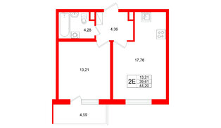 Квартира в ЖК Югтаун, 1 комнатная, 44.2 м², 5 этаж
