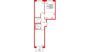 Квартира в ЖК «Живи в Рыбацком», 2 комнатная, 60.63 м², 11 этаж