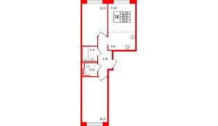 Квартира в ЖК «Живи в Рыбацком», 2 комнатная, 59.97 м², 15 этаж