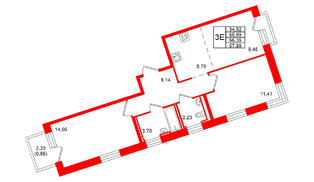 Квартира в ЖК «Живи в Рыбацком», 2 комнатная, 56.35 м², 19 этаж