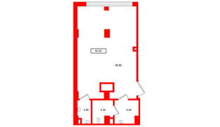 Помещение в ЖК Европейский парк, 62 м², 2 этаж