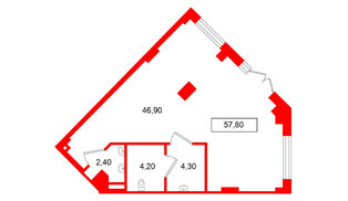 Помещение в ЖК Европейский парк, 57.8 м², 2 этаж