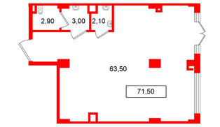 Помещение в ЖК Европейский парк, 71.5 м², 2 этаж