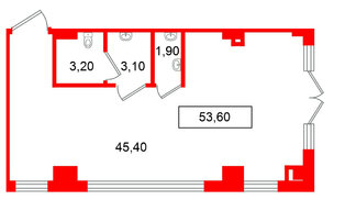 Помещение в ЖК Европейский парк, 53.6 м², 2 этаж