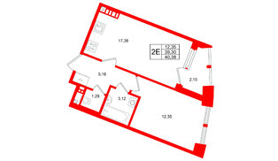 Квартира в ЖК Аристократ, 1 комнатная, 39.3 м², 6 этаж