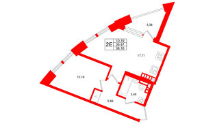 Квартира в ЖК Аристократ, 1 комнатная, 36.47 м², 6 этаж