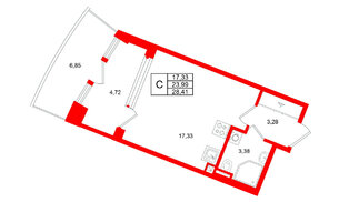Квартира в ЖК Аристократ, студия, 23.99 м², 3 этаж