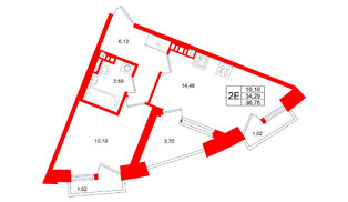 Квартира в ЖК «Аристократ», 1 комнатная, 34.29 м², 5 этаж