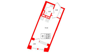 Квартира в ЖК «Аристократ», студия, 21.48 м², 5 этаж