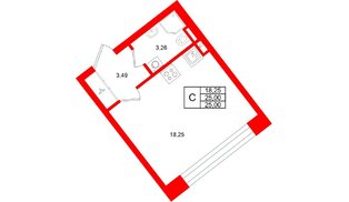 Квартира в ЖК Аристократ, студия, 25 м², 2 этаж