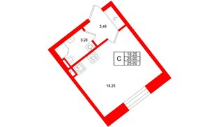 Квартира в ЖК Аристократ, студия, 25 м², 2 этаж
