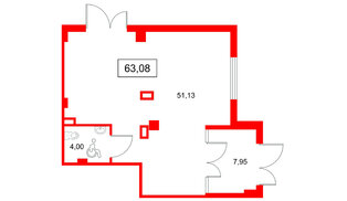 Помещение в ЖК Охтинские высоты, 63.08 м², 1 этаж