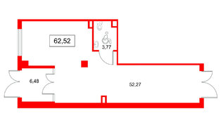 Помещение в ЖК Охтинские высоты, 62.52 м², 1 этаж