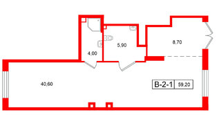 Помещение в ЖК Ягодное Река Парк, 59.2 м², 1 этаж