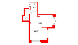 Помещение в ЖК Цивилизация на Неве, 54.07 м², 1 этаж