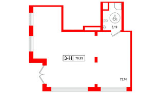 Помещение в ЖК Город спутник Южный., 79.93 м², 1 этаж